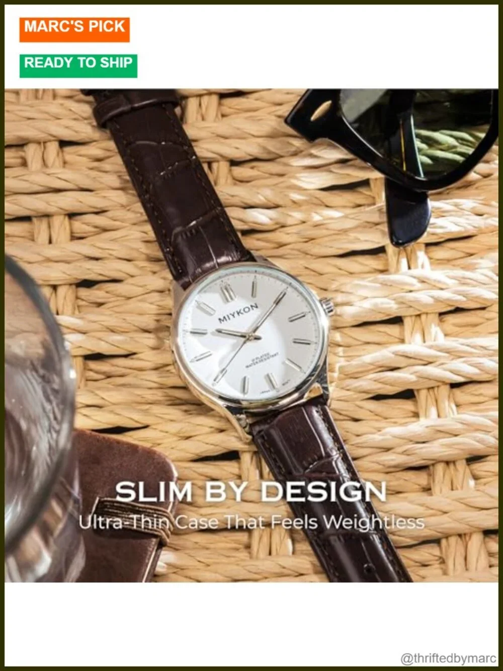 Classic Ultra-Thin Minimalist Analog Watch with Genuine Leather Strap